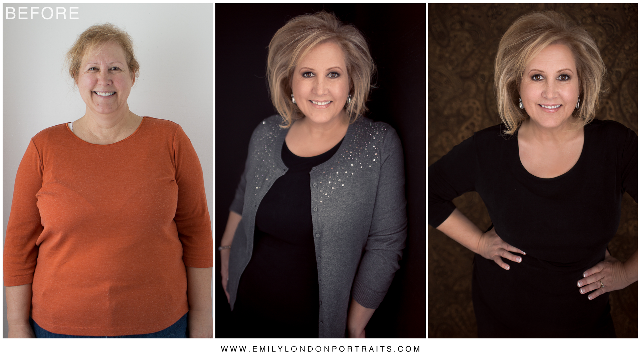 Same Day Transformation Showing the Power of Posing (by Emily London Portraits)